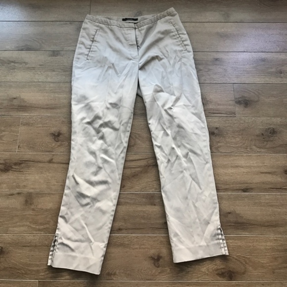 Tahari Khaki cropped dress skinny pants Sz 4